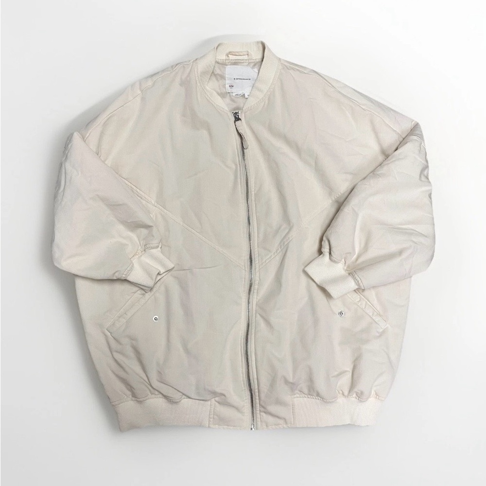 Anthropologie Cream White Oversized Bomber Jacket Full Zip Coat - SZ XS